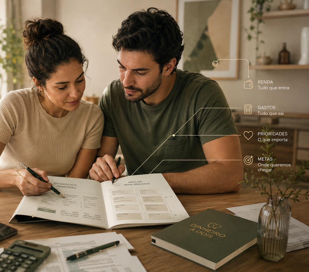 Casal fazendo o diagnóstico financeiro
